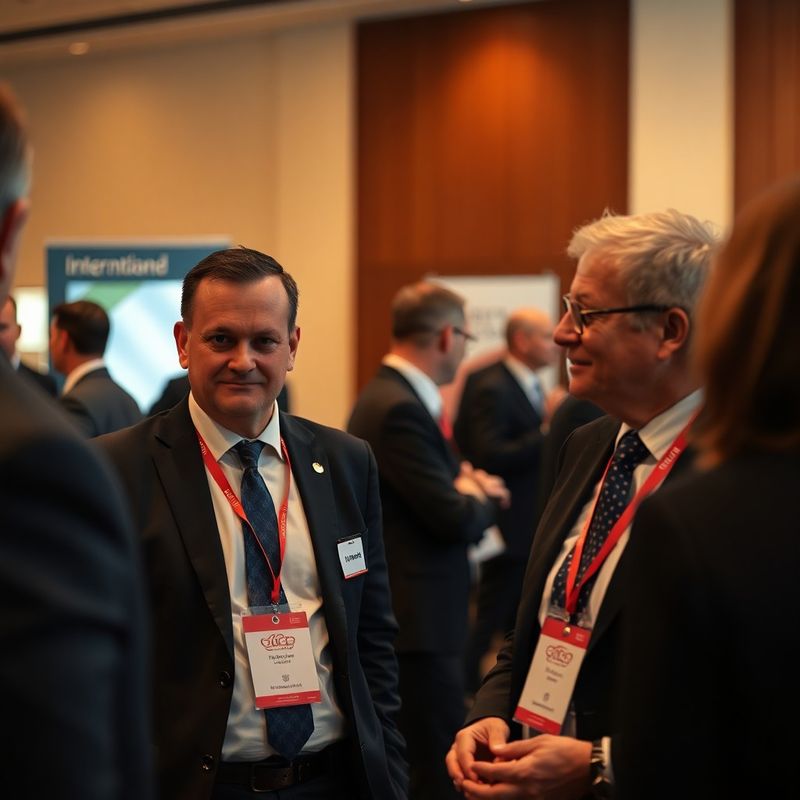 Doi consultanți români discutând cu colegi europeni la o conferință financiară